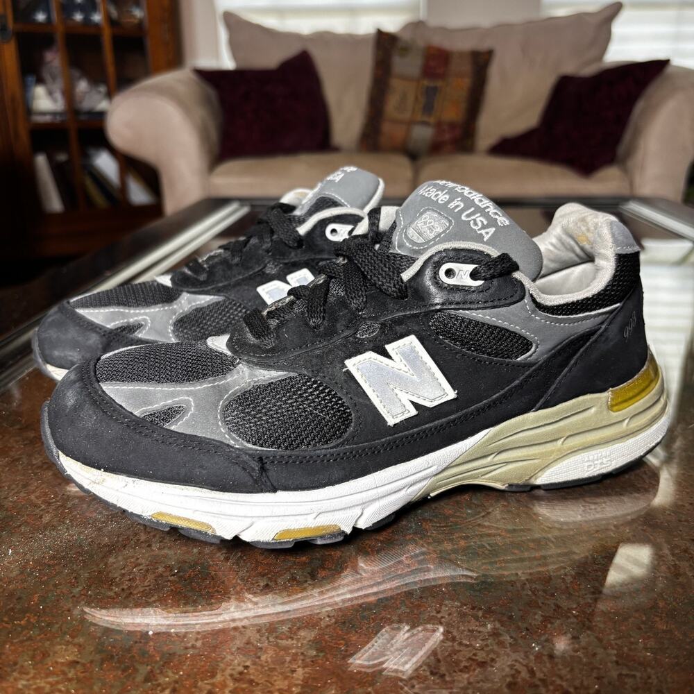 New Balance 993 Shoes Womens 8 Black Suede Silver Athletic Lifestyle Made In USA
